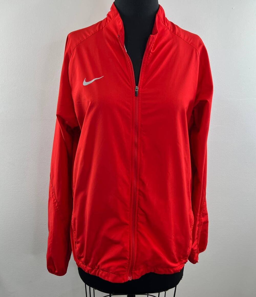 NIKE Women's Solid Red Full Zip Lightweight Zip Pockets Running Active Jacket M